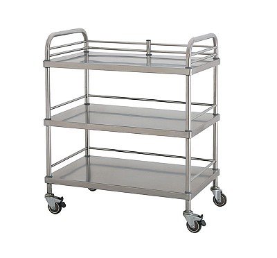 THREE SHELVES TROLLEY STAINLESS STEEL